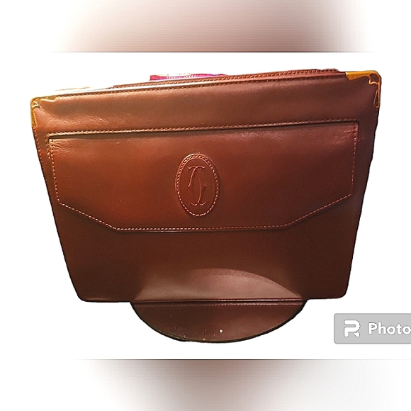 CARTIER AUTHENTIC VINTAGE LEATHER ZIPPER CLOSURE CLUTCH BAG UNISEX VGC